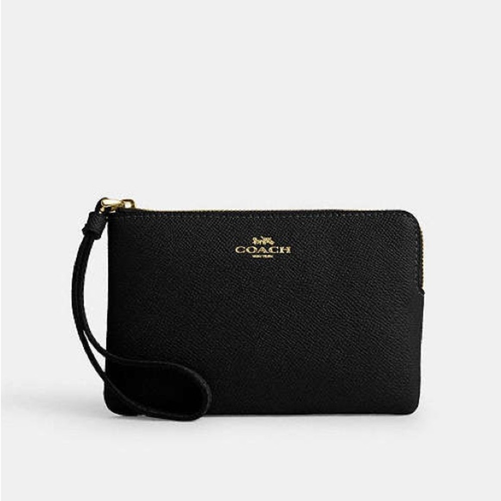 Coach Corner Zip Wristlet‎ In Crossgrain Leather NWT